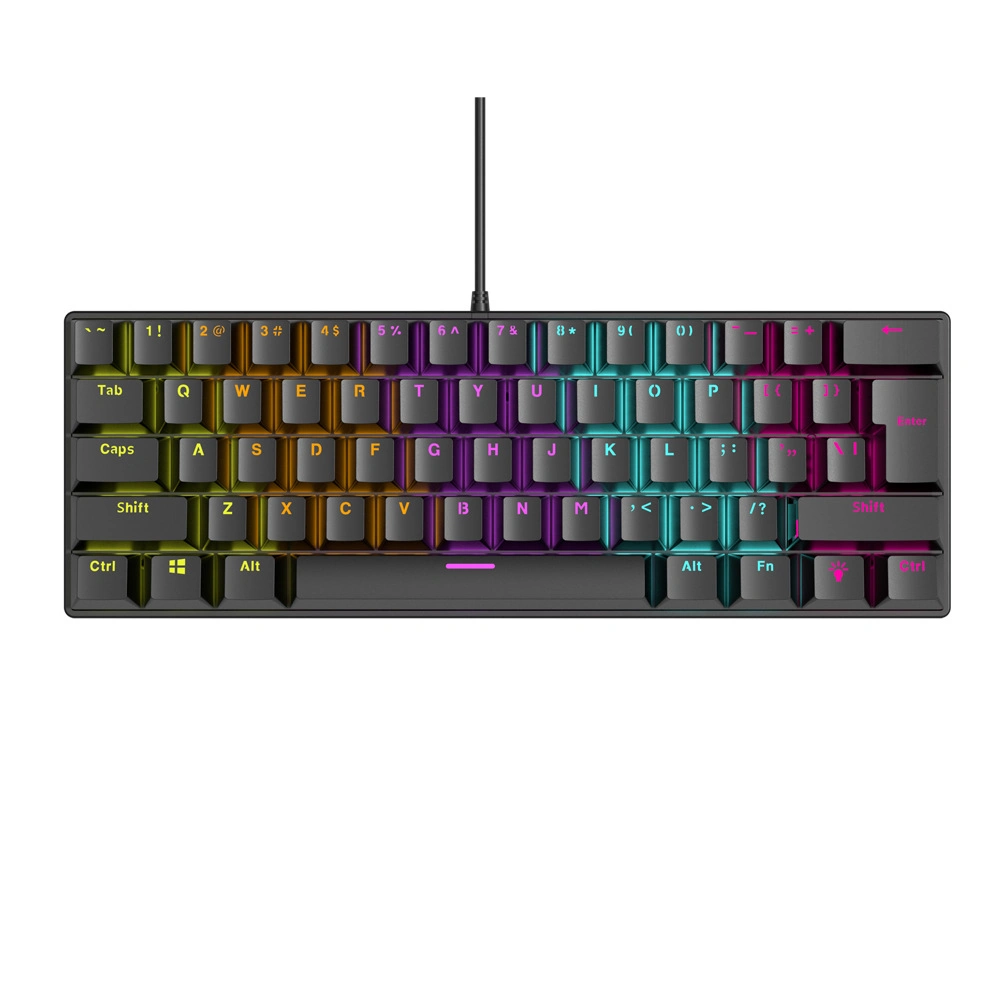 RGB de mecánica de juego de la Oficina clave 61 teclados portátiles Mini 12 Luminoso Color teclado con cable USB ABS