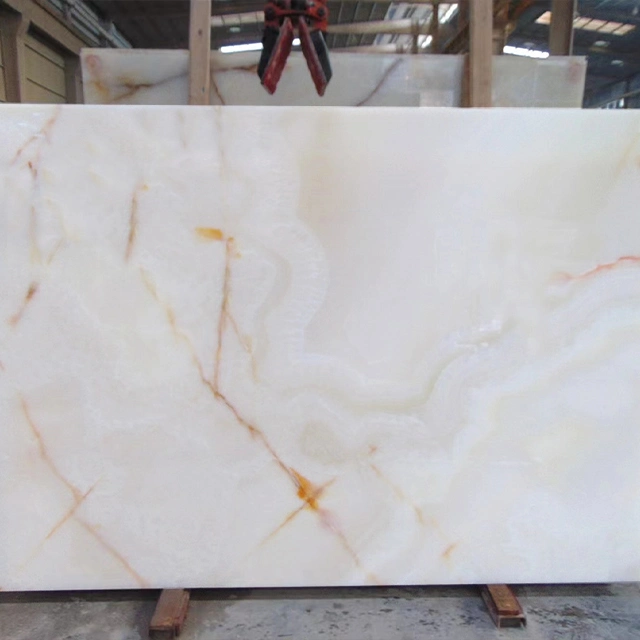 Beauty Gold Silk White Jade Marble of Natural Stone Kitchen Stone Top Countertop Design