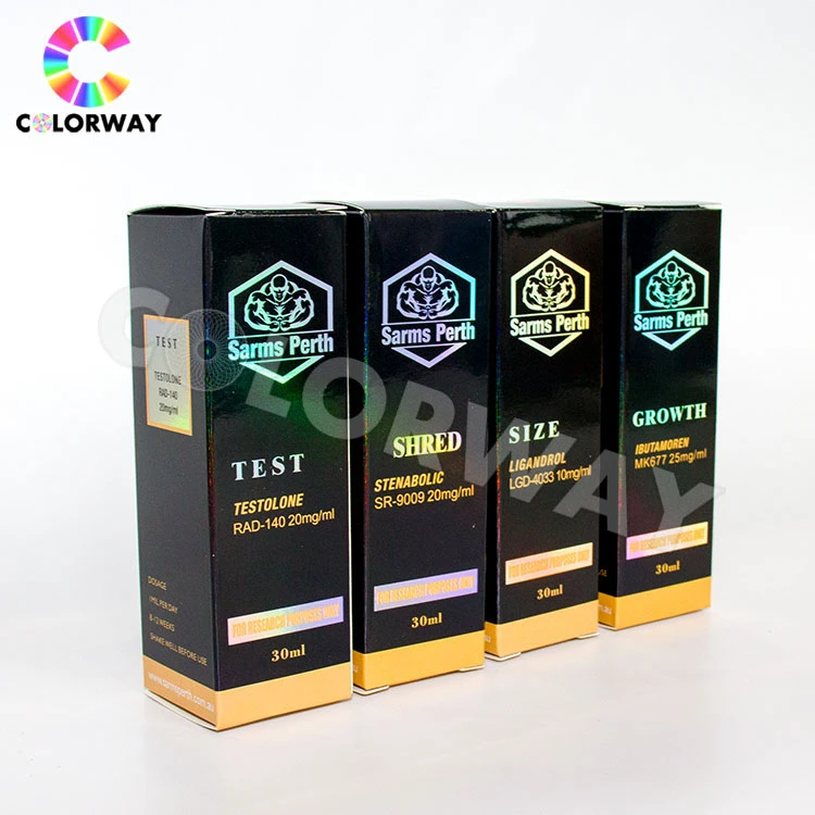 UV holograma personalizado impreso Offset de oro y plata de la lámina de Hot Stamping cosméticos Perfumes de cartón corrugado cajas de papel de embalaje con papel de Insertar y ventana de PVC