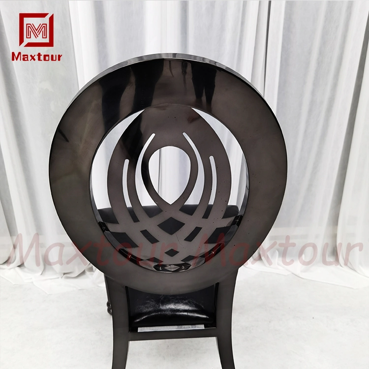 Black Throne Chairs Wedding Chair Stainless Steel Round Wedding Party Decoration