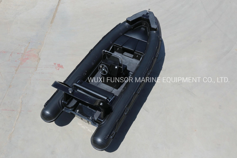 Black Fiberglass Hull Recreational Ribs and Inflatable Boat with Europe Ce Approval