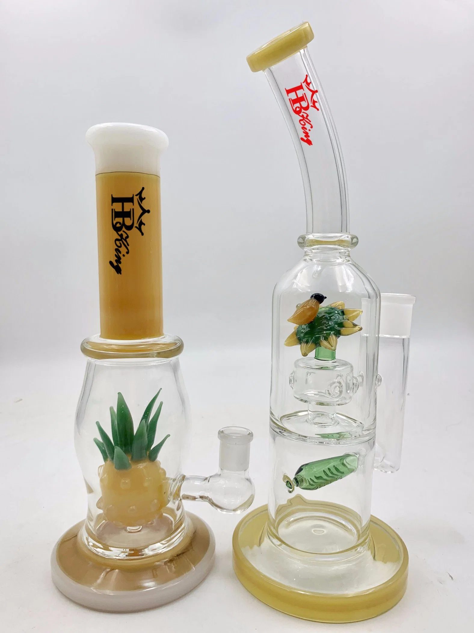 Conception d'ananas de haute qualité populaire Hbking fumer pipe à eau avec oiseau, fleur de tuyau d'eau en verre