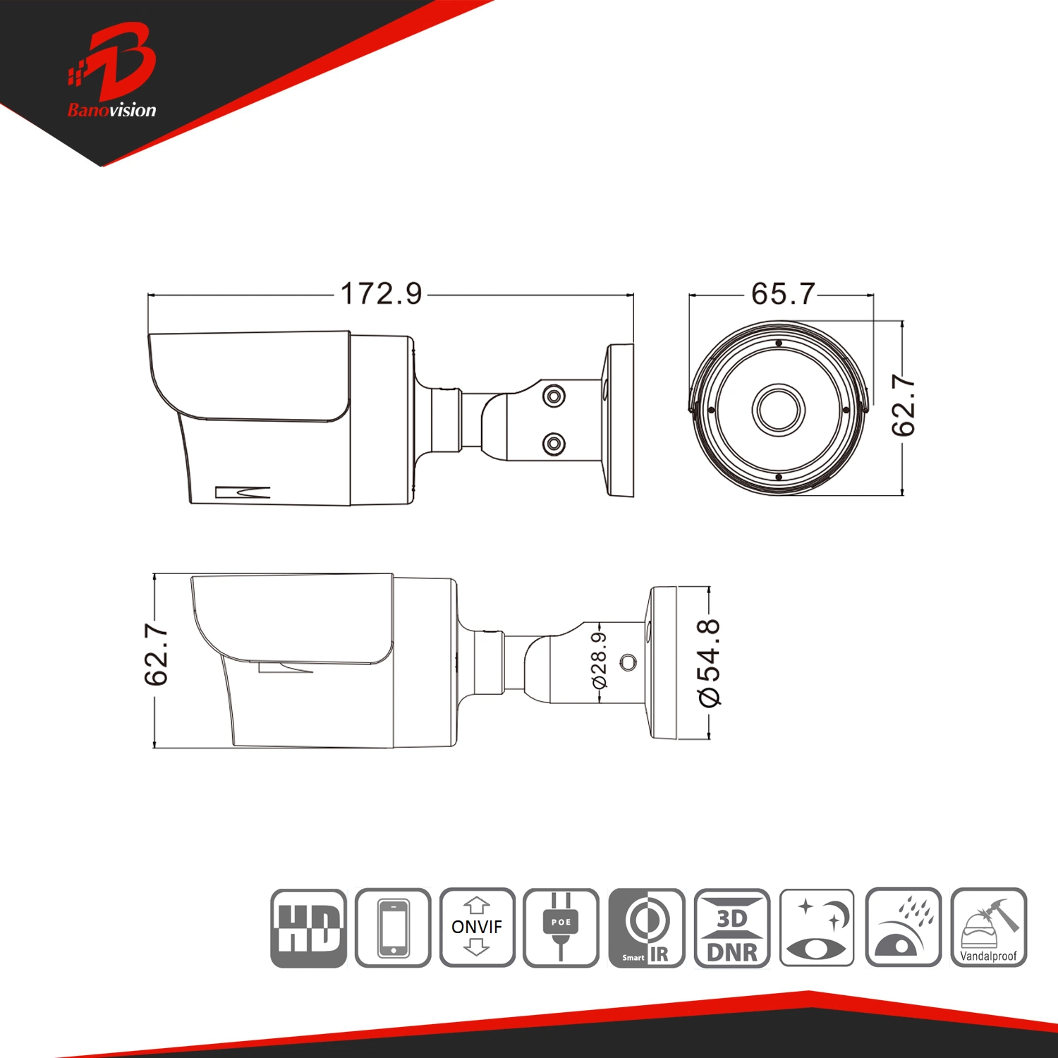 Banovision CCTV Digital Surveillance Network IP Bullet Video Bullet impermeable Cámara CCTV