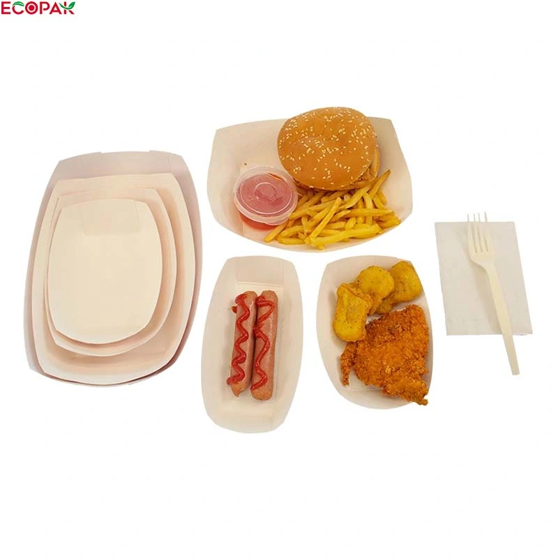 Plat de poulet frit en papier Kraft biodégradable et jetable Boîte