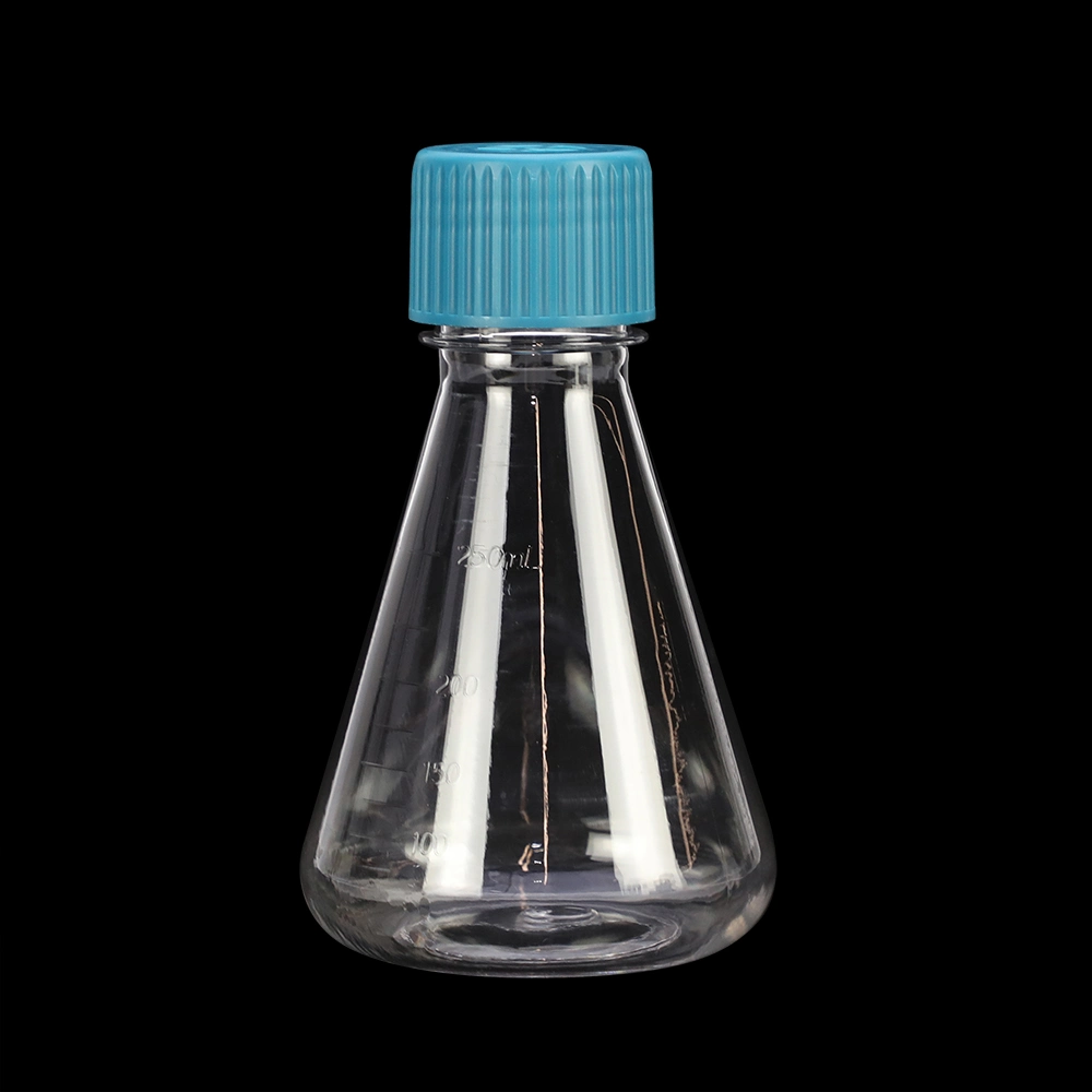 125ml 250ml 500ml 1000ml 2.8L 5L Lab Plastic Erlenmeyer Flask Triangle Culture Shake Flask for Cell Culture with Scale