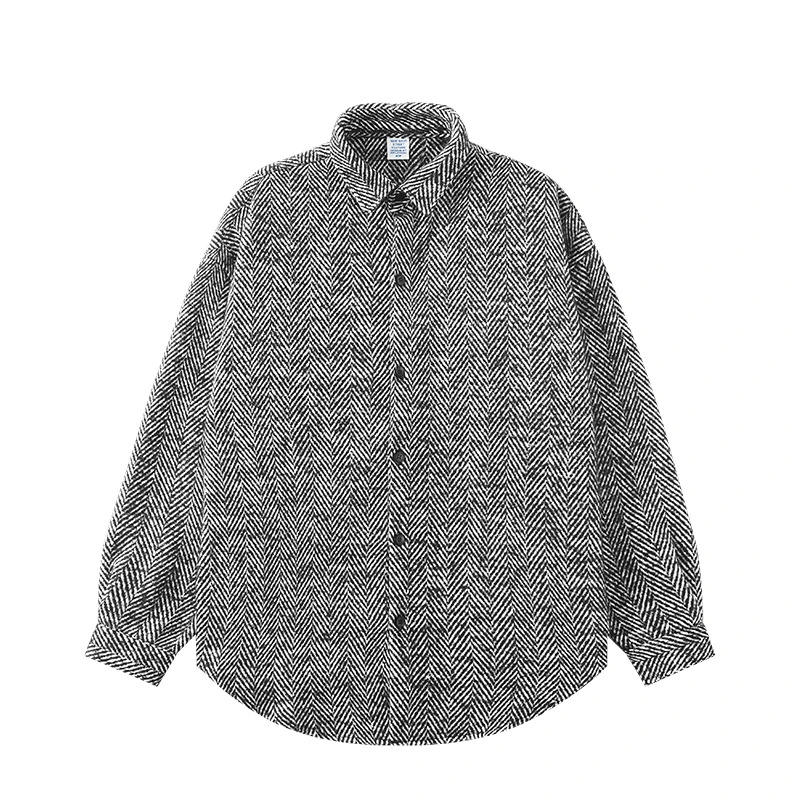 Heavy Small Fragrant Wind Tweed Thick Shirt Coat 2023 Autumn and Winter New High Street Loose Shirt Men (CFQDWY-018)