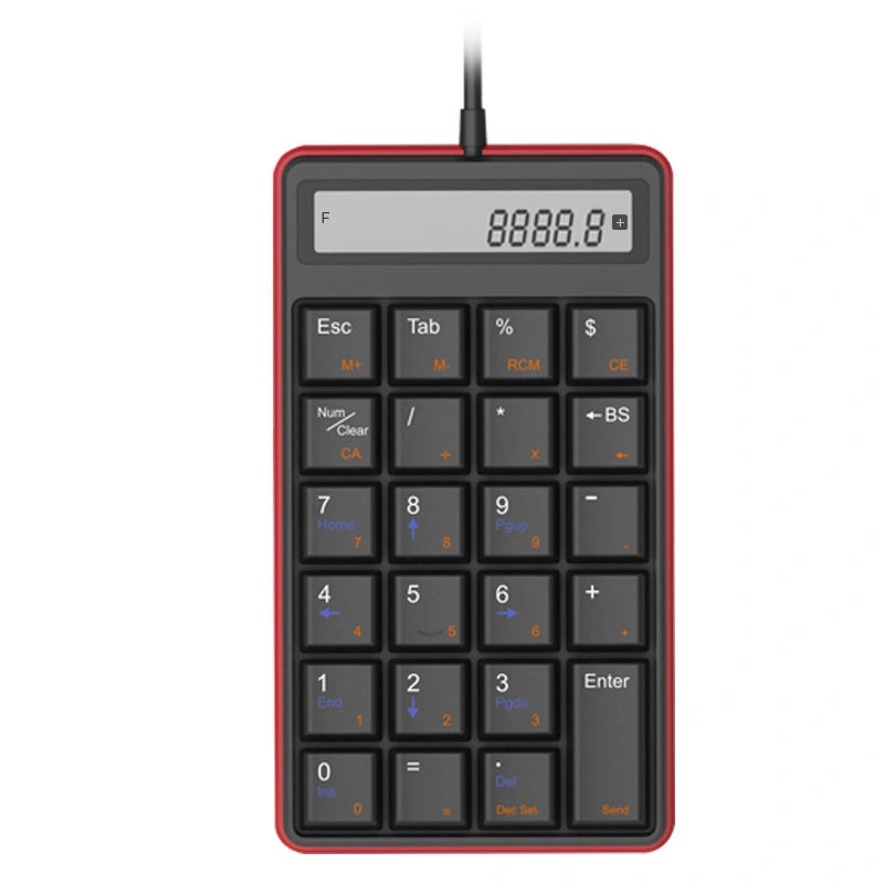 Diseño de oficina personalizado/Posicionamiento 19keys teclado numérico con cable POS Calculadora