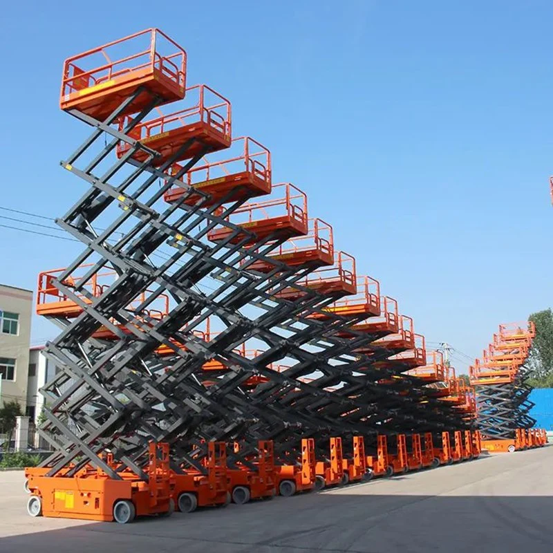 Rough Terrain Scissors Lift Platform Electric Driving Working Platform Lifting Height 8m 10m 12m 16m 18m Aerial Work Platform