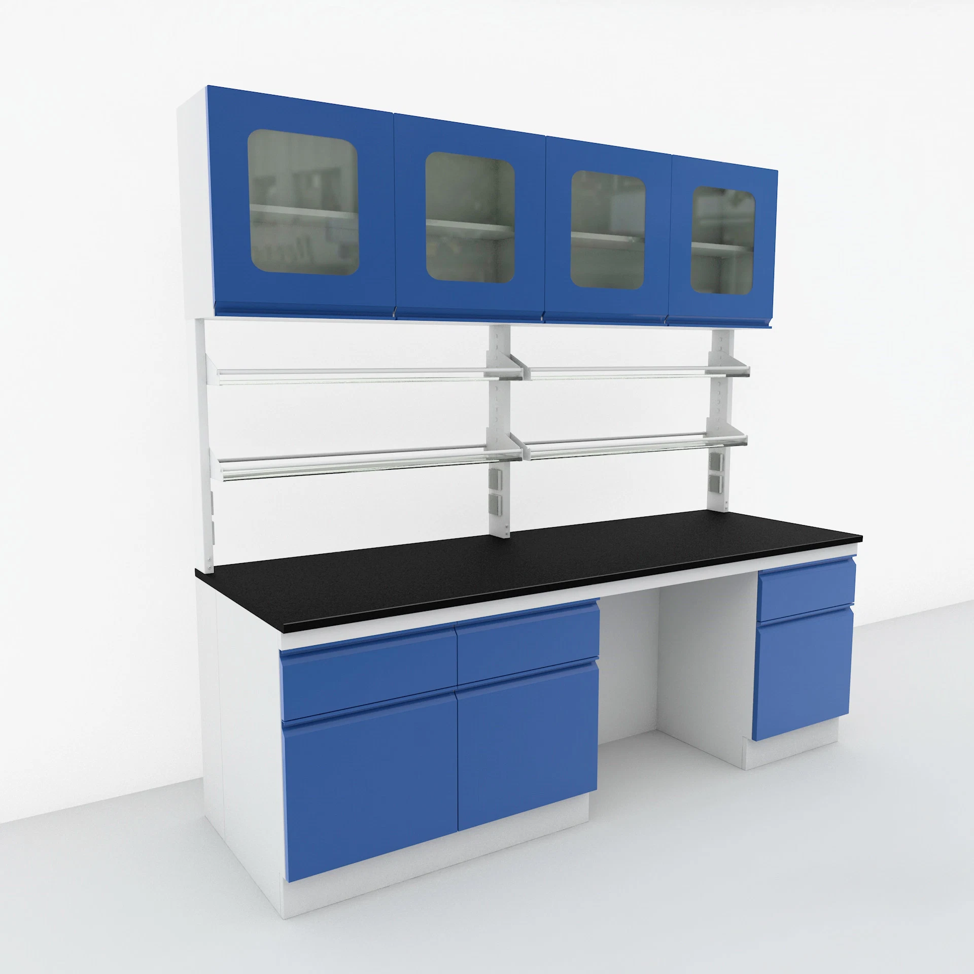 Steel Casework Floor Mounted Laboratory Furniture Table with Reagent Shelf