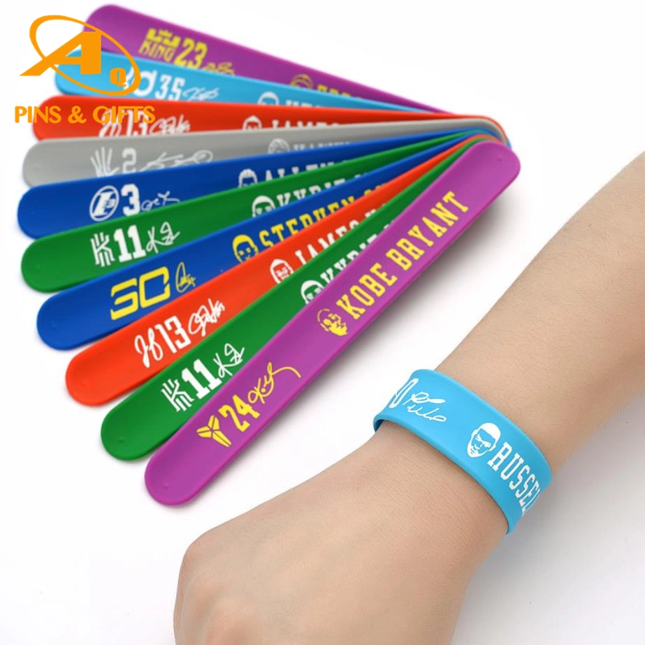 Venda por grosso Custom Desporto Escolar PVC Energia refletem a atividade empresarial Loja de Artesanato produtos promocionais do Lado de borracha Band Bracelete Slap Pulseira