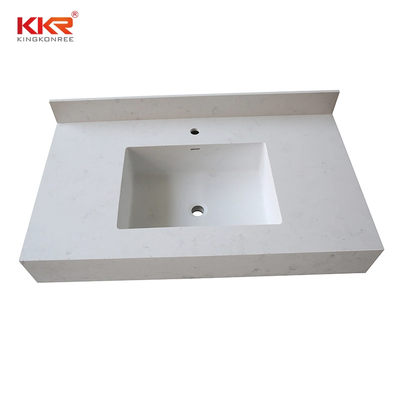 Carrara Cuarto de baño con velo Blanco Countertop superficie sólida Vanity Top