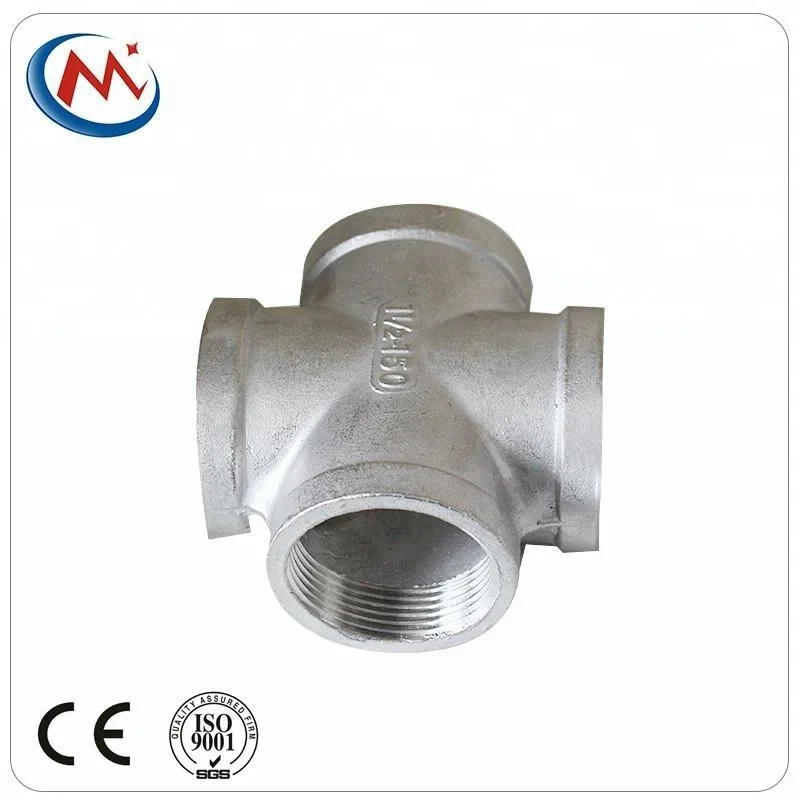 Manufacturer SS304 SS316 Stainless Steel NPT and BSPT Threaded 4 Way Cross