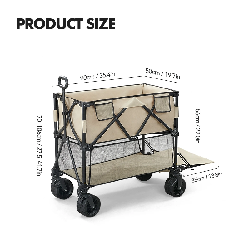 Kinggear Double-Deck Portable Beach Trolley Cart Camping Folding Wagon