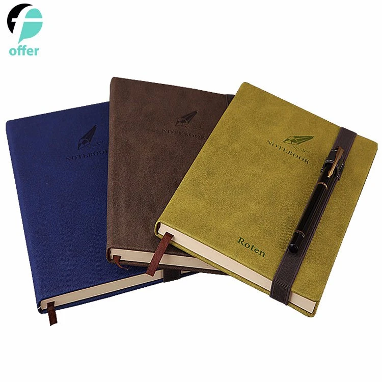 Thick Classic Notebook with Pen Loop - A5 Wide Ruled Hardcover Writing Notebook Page Dividers Gifts