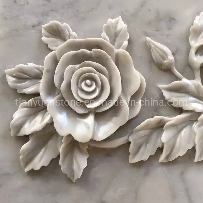 Stone Wall Relief Sculpture Marble Flower Carvings