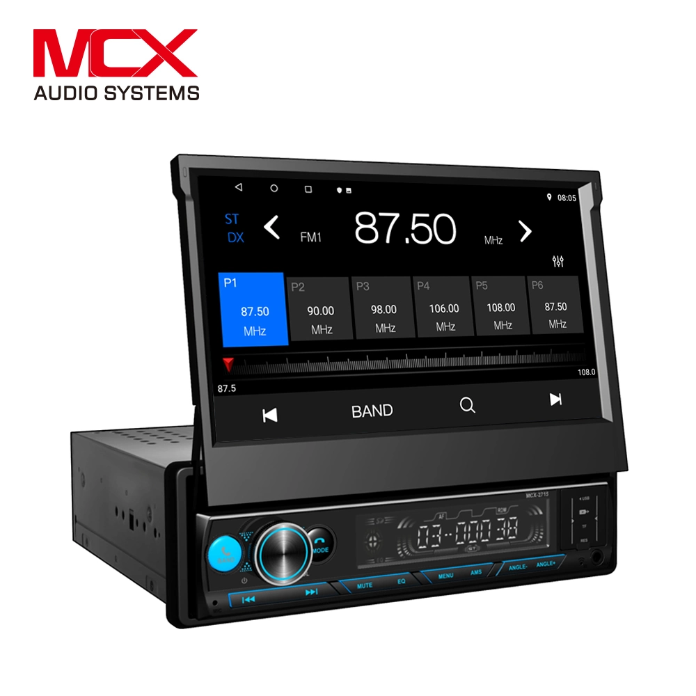 7 Inch Am/FM Motorized Flip out LED Media Touch Screen Single DIN Car Stereo CD & DVD Player Push to Talk Assistant Bluetooth Backup Camera Input