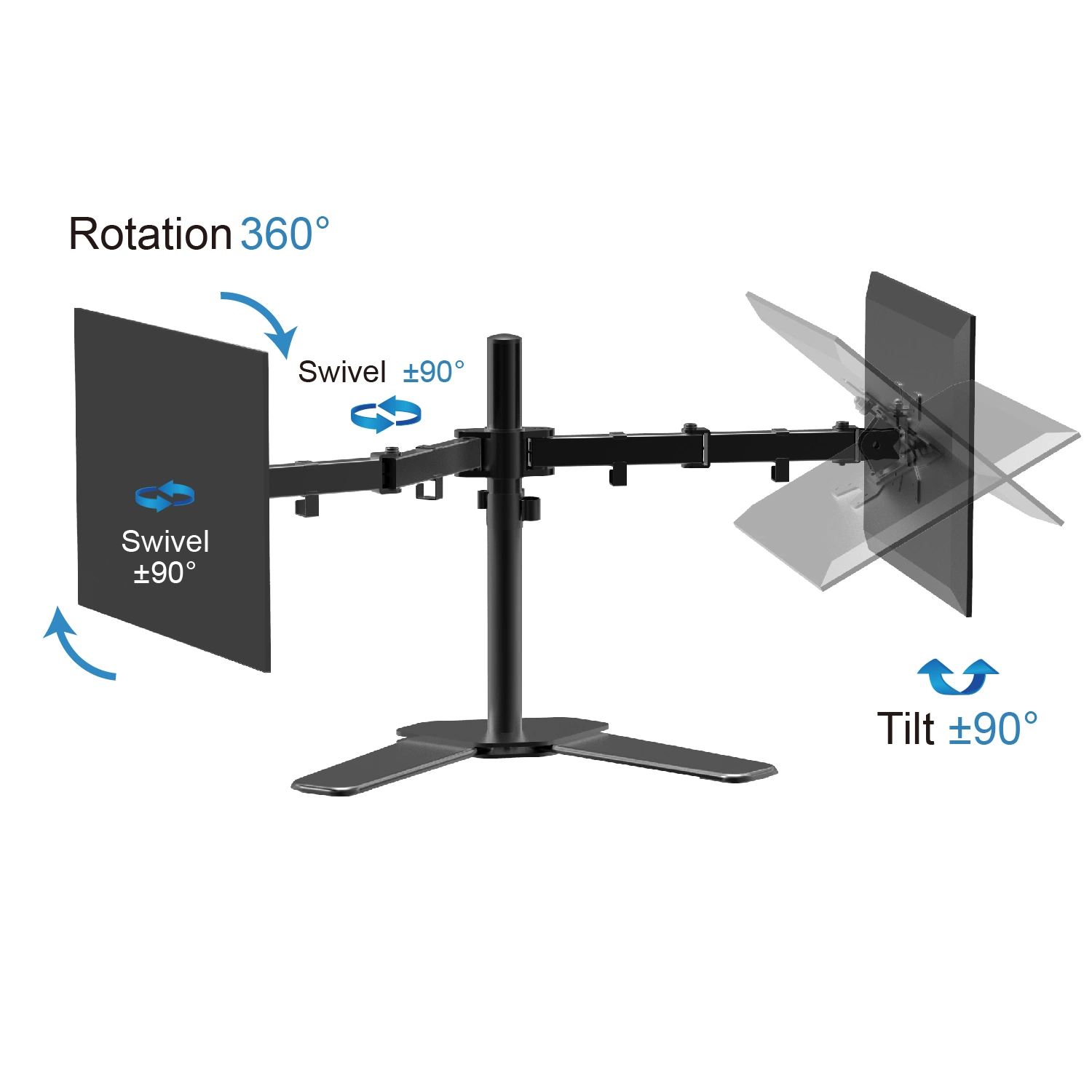 Charmount flexible ajustable Multi Computer LCD LED VESA Dual Monitor Soporte de montaje del soporte