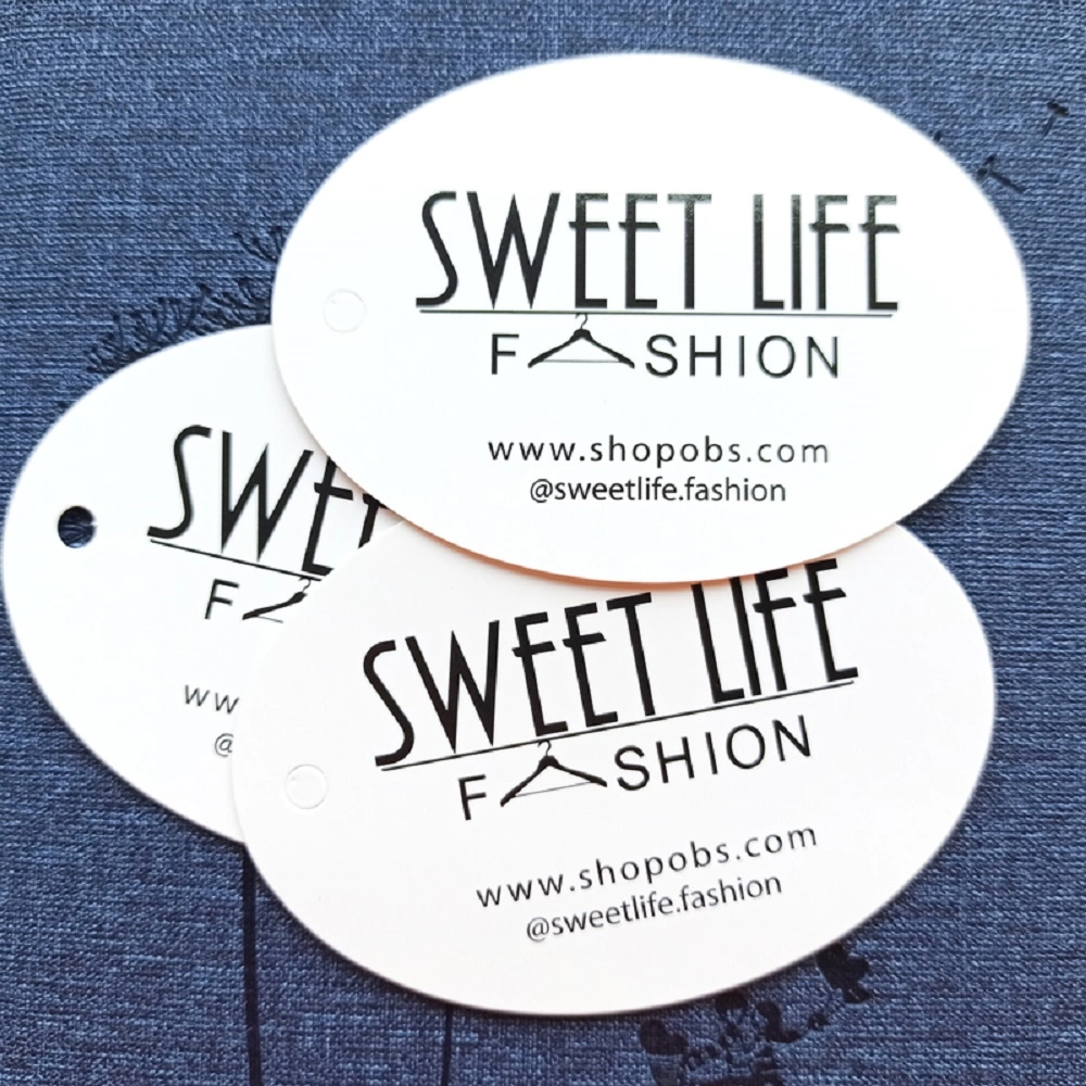 Printed Logo Custom White Paper Hang Tag Printing with Barcode