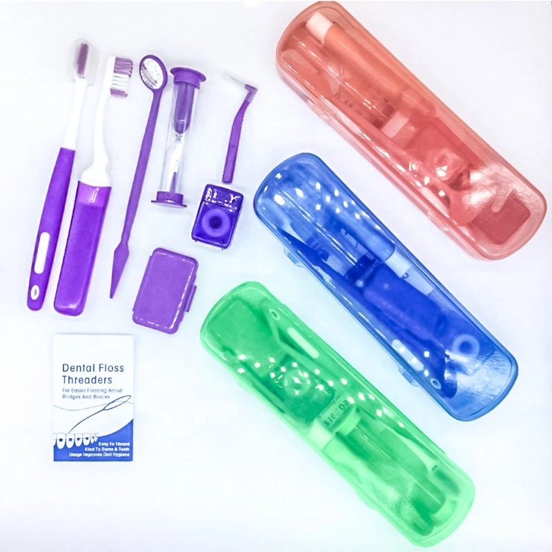 Dental Oral Care Travel Clean Toothbrush Floss Thread 8PCS Orthodontic Hygiene Kit