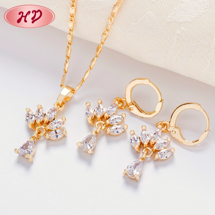 2020 Wedding Jewelry 18K Gold Plated African Jewelry Sets with African Zircon Pendant