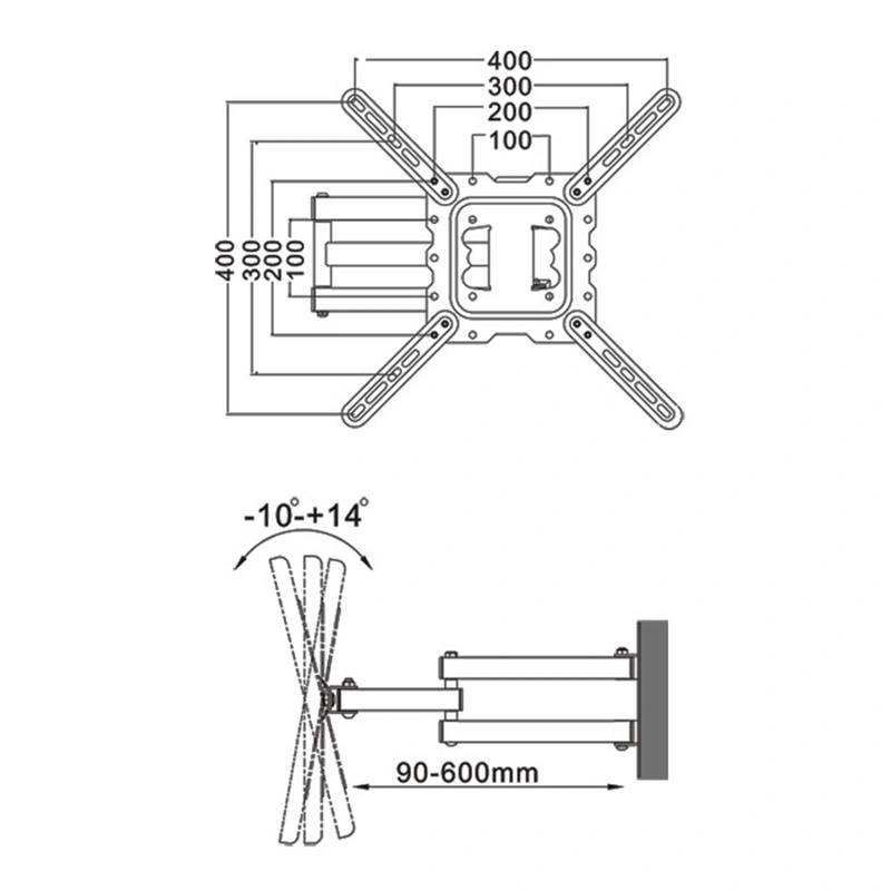 Suporte de parede para TV 32-55" VESA Max. 400 * 400 Carregando 35 kg