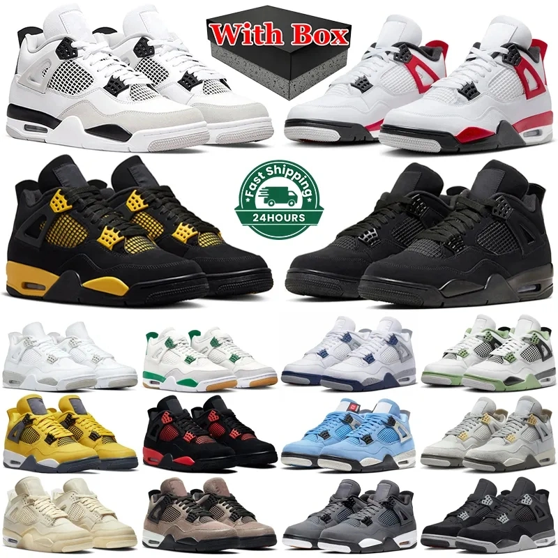 Hot Sale 4s Jumpman 4 Basketball Shoes with Box for Men and Women Sports Shoes Sneakers Branded Fashion Replica Online Store Cool
