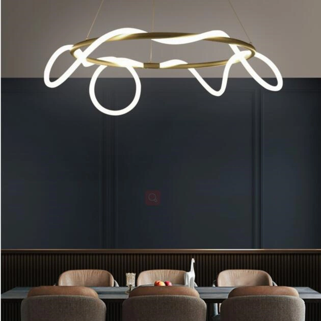 Flexível Lustre moderno tecido LED longo de nylon macia Lâmpada Linha Iluminação Pendente