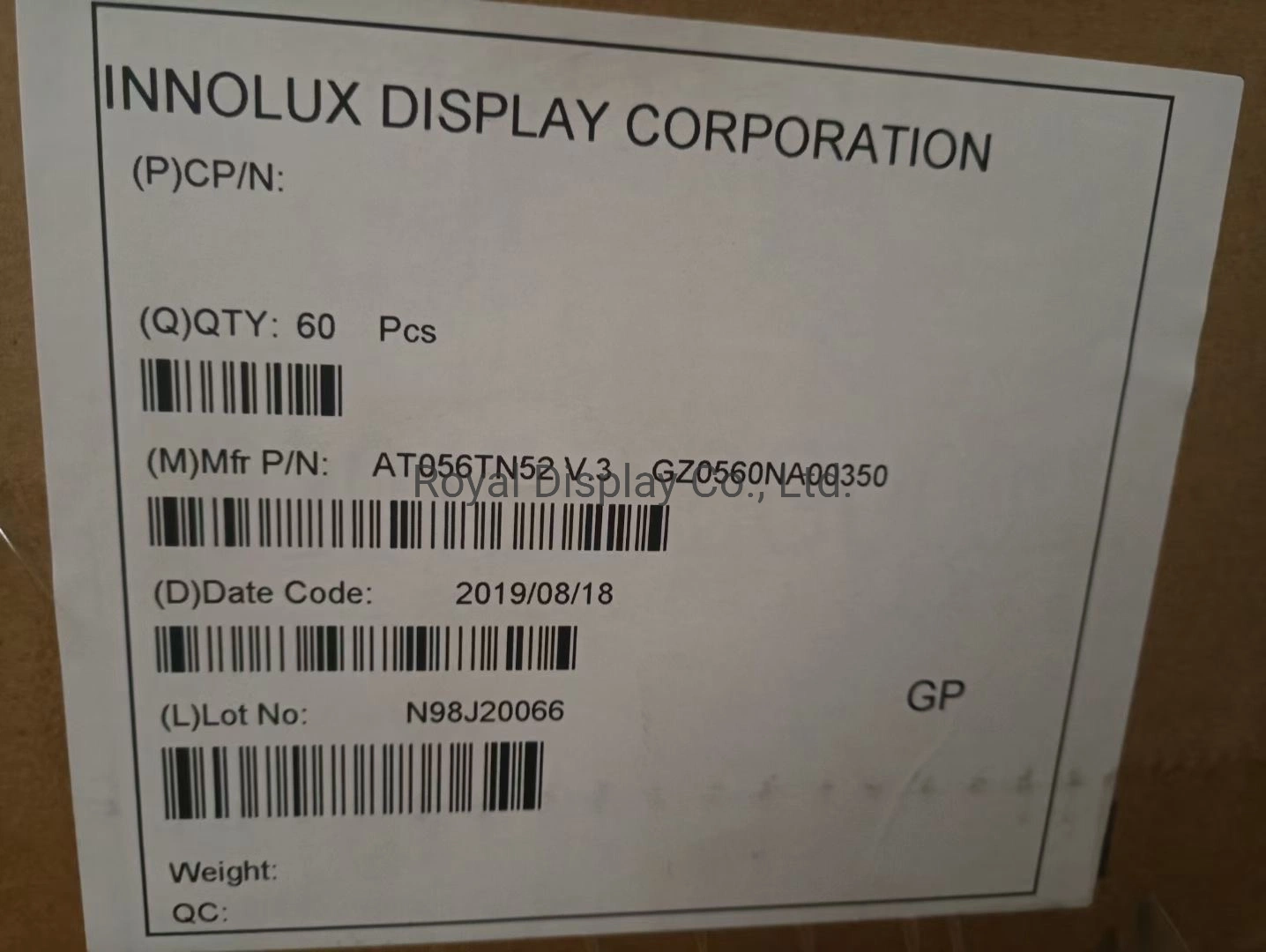 شاشة عرض TFT LCD مقاس 5.6 بوصة طراز At056tn52 V. 3 من Innolux