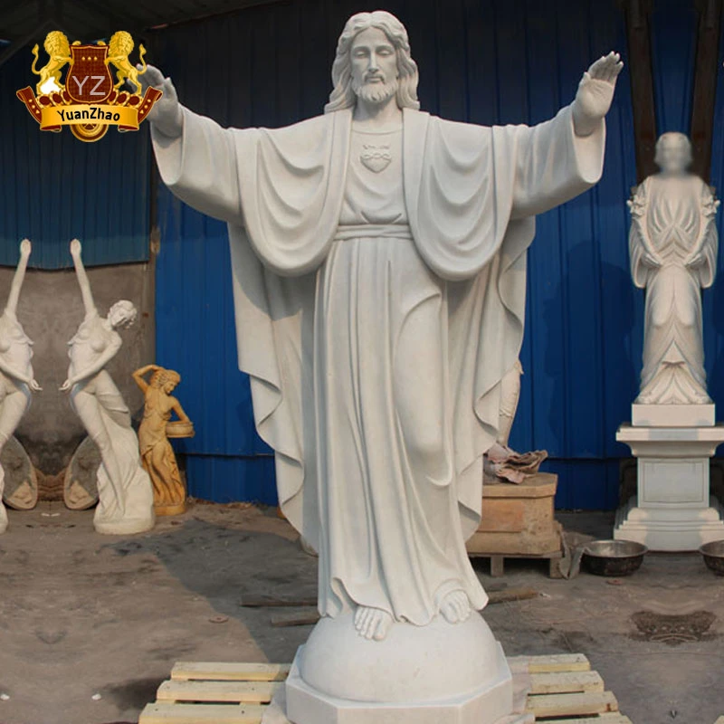 Catholic Religious Life Size White Marble Christ Jesus Statue Natural Stone Jesus Carving Sculpture