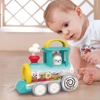 Amazon meilleures pousser le long train voiture jouet véhicule électrique en gros de produits pour bébés petits jouets pour enfants Les enfants de l'éducation bébé jouets en plastique