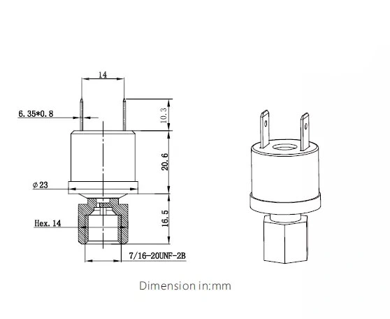 Air Conditioning High and Low Voltage Switch Three Line Pressure Switch