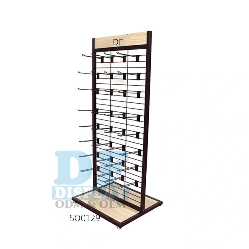 Wire Display Rack Metal Iron Frame with Hook with 4 Wheels Rotating Display Rack Spinner Stand for Shop Store Supermarket