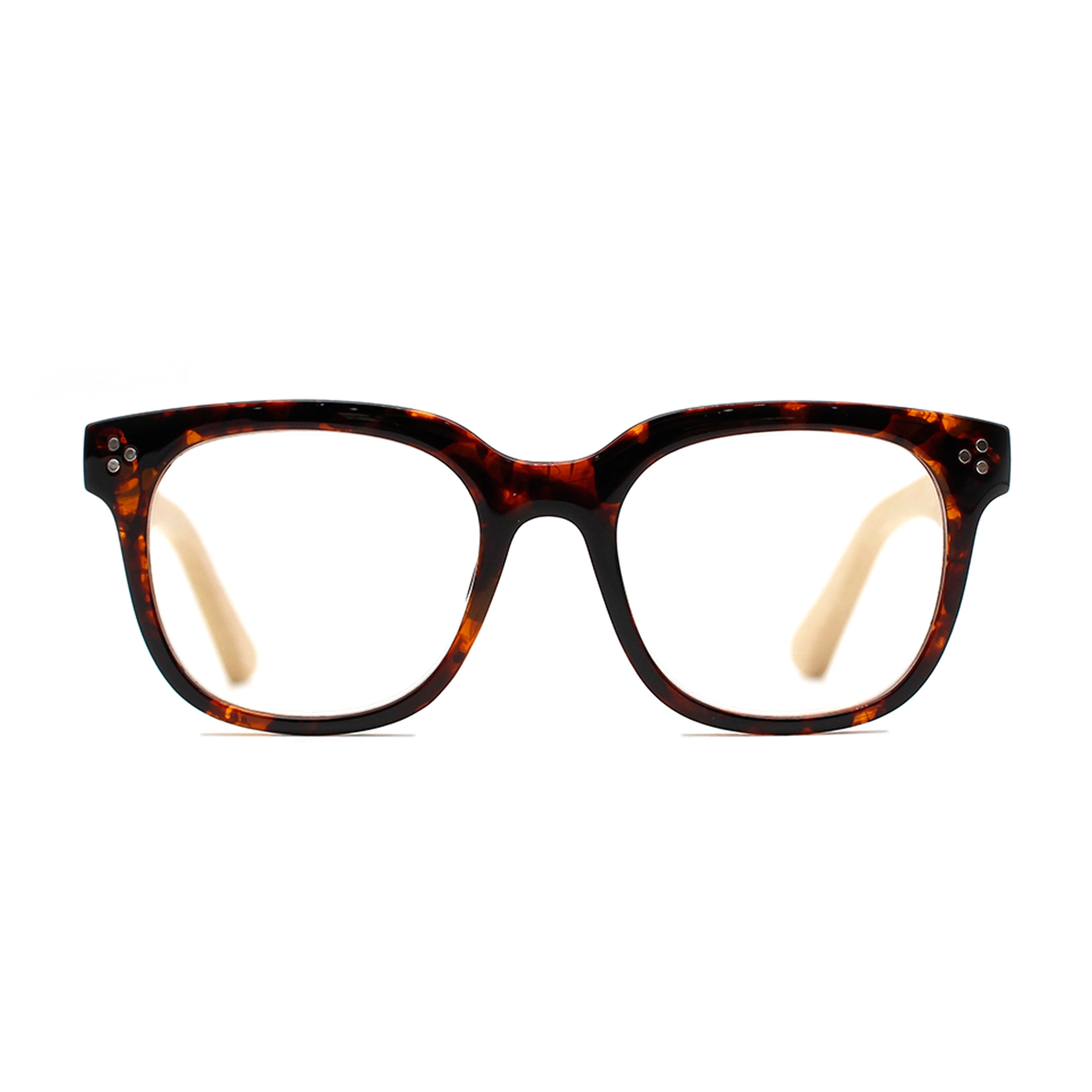 Unique Design Bamboo Temple Circle Frame Ecofriendly Reading Glasses Wholesale/Supplier Flexible Hinge Best PC Reading Glasses (WRP21052)