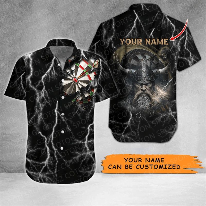 Wholesale Darts Club Team Jersey Full Button Short Sleeve Sublimation Printing Sport Dart Shirt for Men