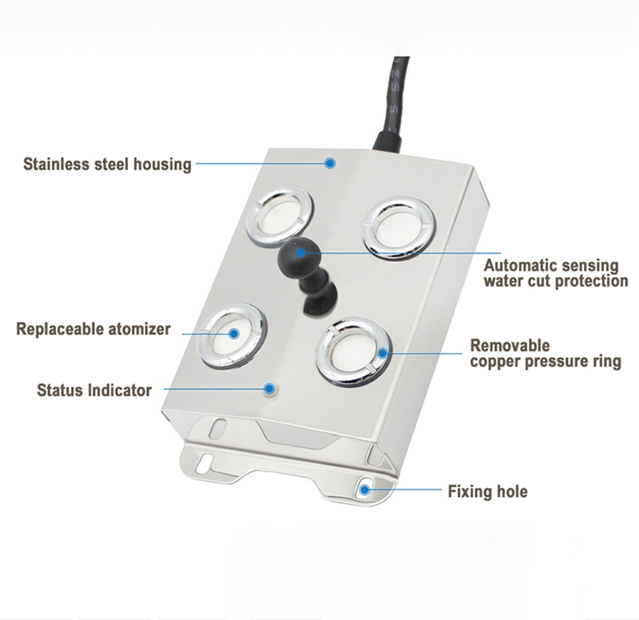 4 Head 2000ml/H Fogger Mist Maker para Fountain Outdoor 2,4MHz Atomizador piezo ultrasónico