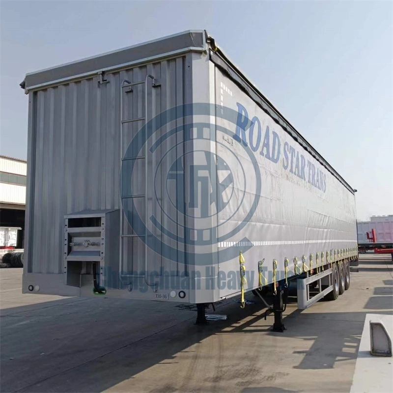 Springs Suspension Electric 40 Tons Loading Side 3 Saf Axles Side Curtain Truck Trailer