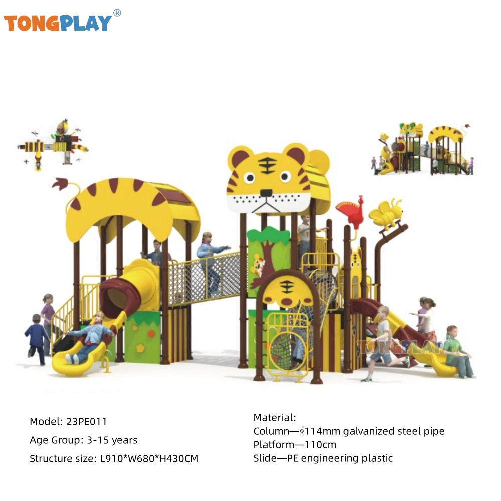 Big Tree House Commercial Customized Park Kids Stainless Steel Slide Garden Kids Plastic Slide Outdoor Playground