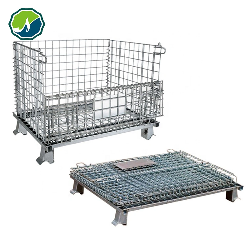 Customized Heavy Duty Galvanized Foldable Collapsible Metal Storage Wire Mesh Container