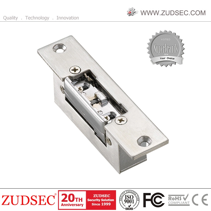 Electric Strike Lock with Stainless Steel Short Faceplate, Electric Lock 12VDC for Wooden Door