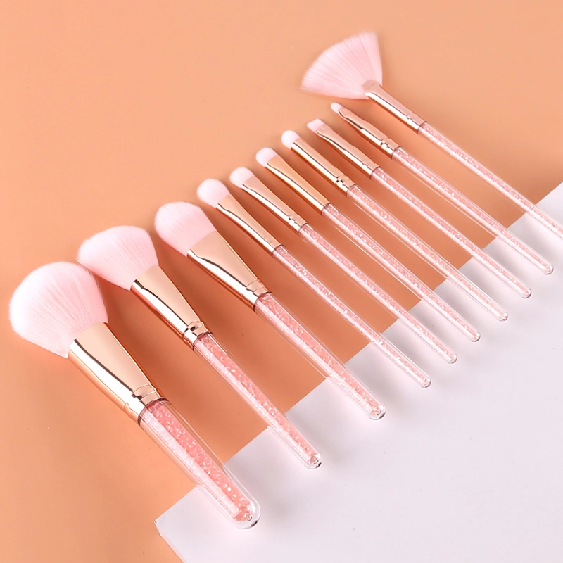 2022 High quality/High cost performance  Pink Quicksand Makeup Brush 10PCS Shinny Diamond Handle Makeup Brush Set