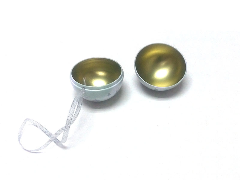 Metal Tin Ball with Ribbon for Christmas Gift Packaging Box