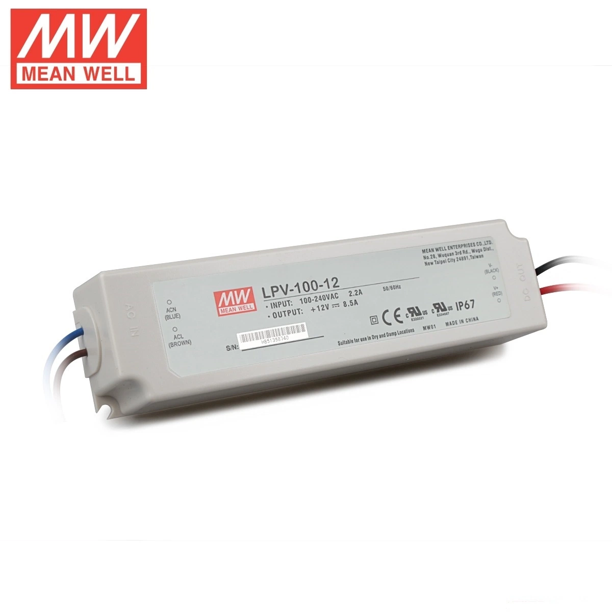 Meanwell 12V 100W IP67 Водонепроницаемый светодиодный индикатор питания с помощью оператора цена