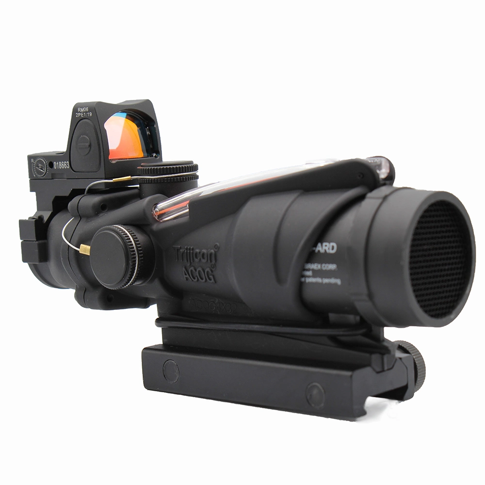 Trijicon ACOG 4X32 Fibra iluminada Red Chevron alcance logotipo en relieve Con RMR Sight