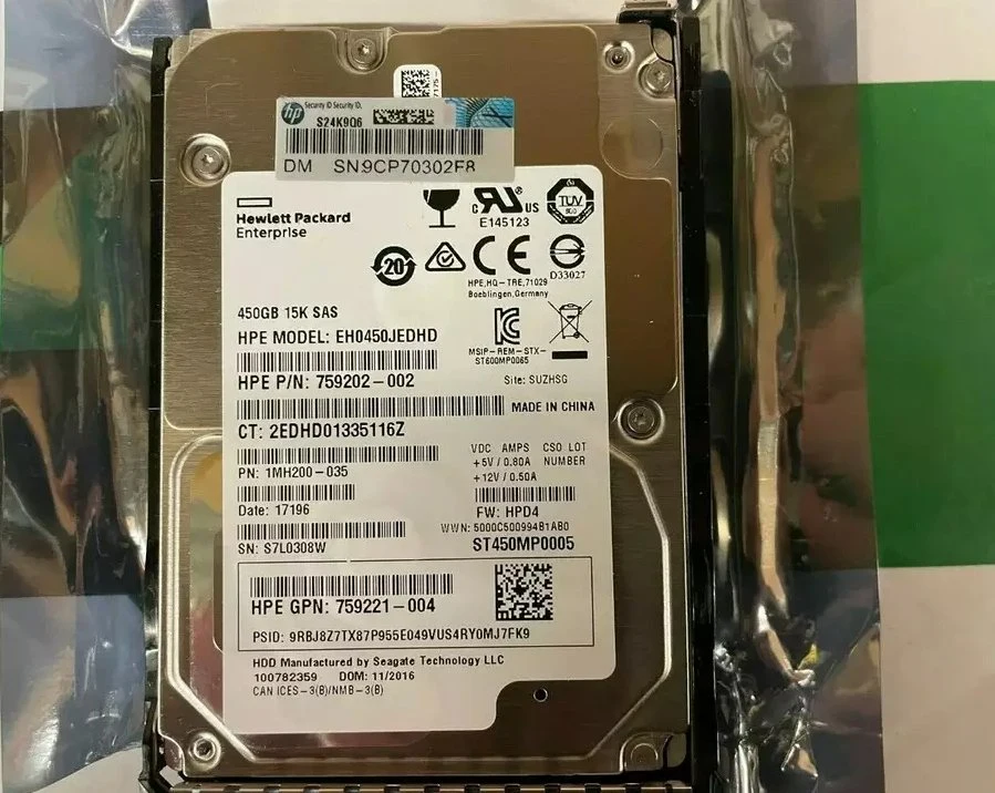 759210-B21 Hpe 450GB 12G SAS 15K RPM 2,5" Sff Sc Enterprise de disco rígido do computador do servidor