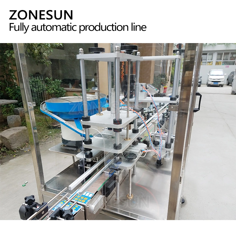 Zonesun Zs-Fal3500 Full Automatic Production Line Round Bottle Liquid Essential Oil Detergent Drinks Hand Sanitizer Packing Filling Capping and Labeling Machine