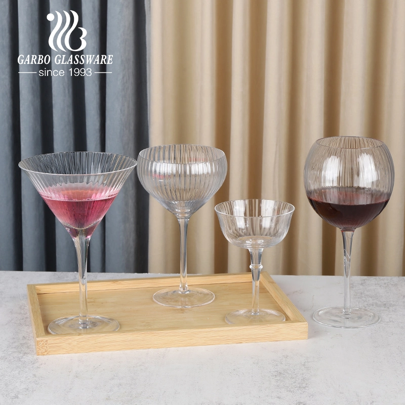 H Stripe Pattern Wine Glass Goblet Wholesale Glass Stemware Glass Wine Cup Hand Blown Wine Taste Glasses