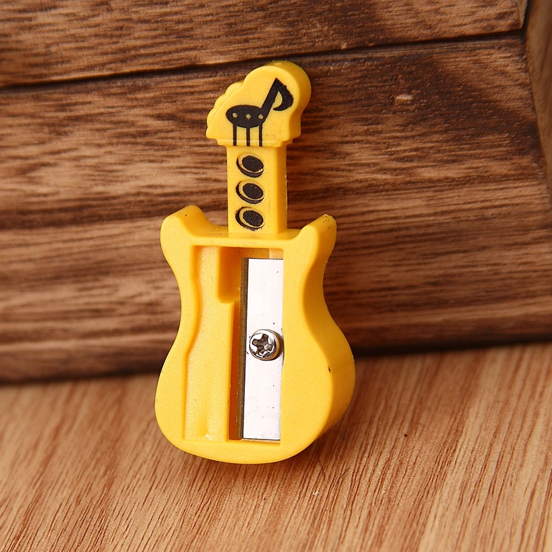 Cartoon Cute Children Stationery Mini Portable Guitar Shaped School Student Pencil Sharpener