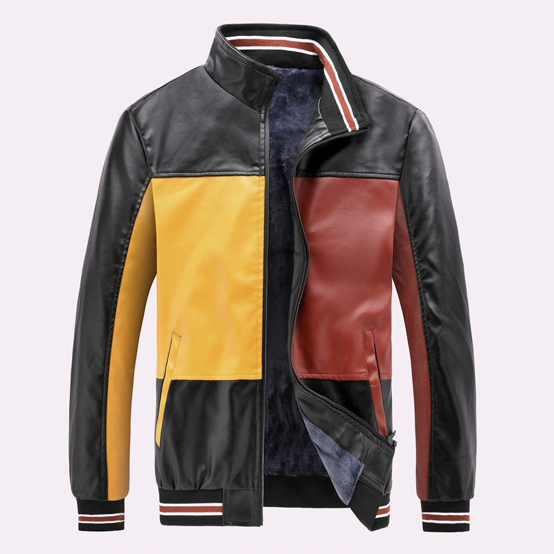 Chaquetas de PU de invierno de calidad Amazon con chaqueta de béisbol para hombre de terciopelo Nueva chaqueta de moto de diseño