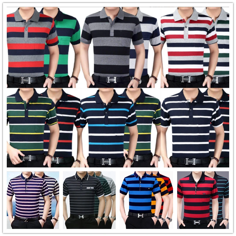 Wholesale/Supplier Casual Clothes Golf Wear Multiple Classical Stripes Polo Tee Shirt