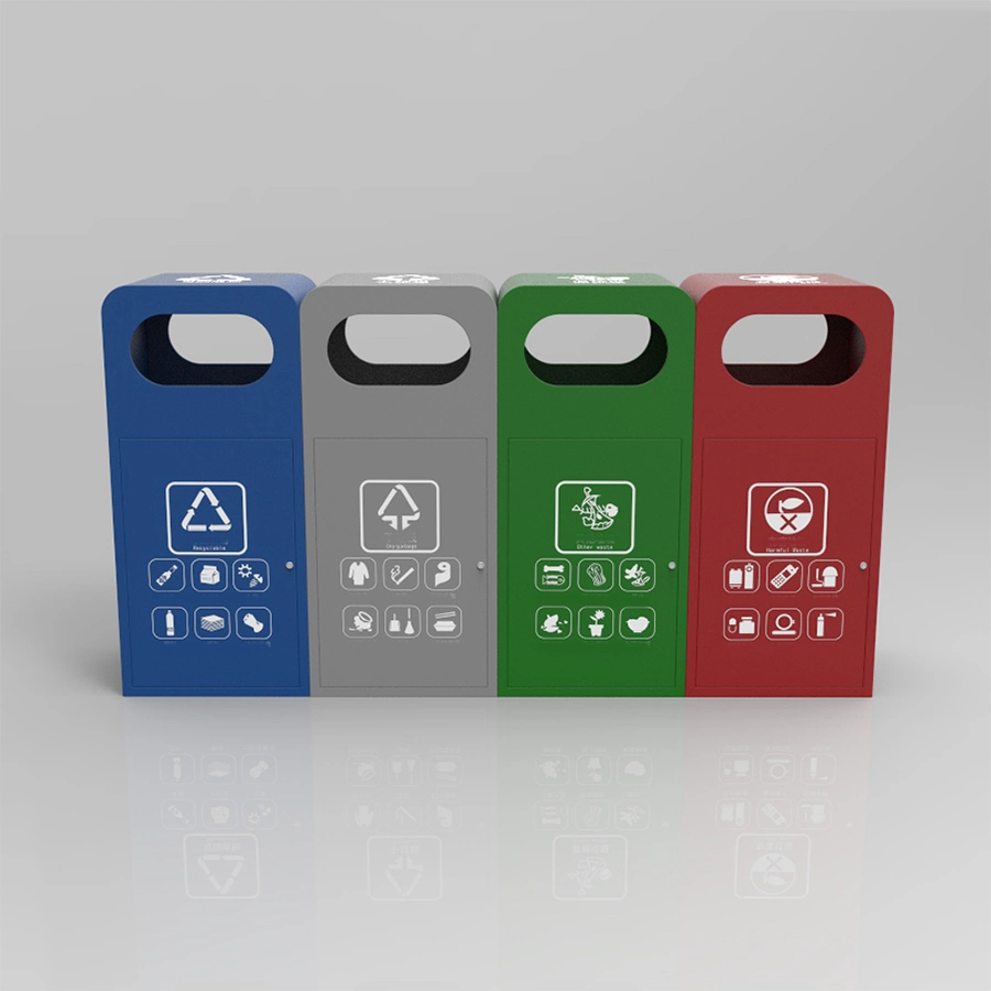 Street Structure Colorful Bins Paper Bottle Recycle Waste Trash Bin